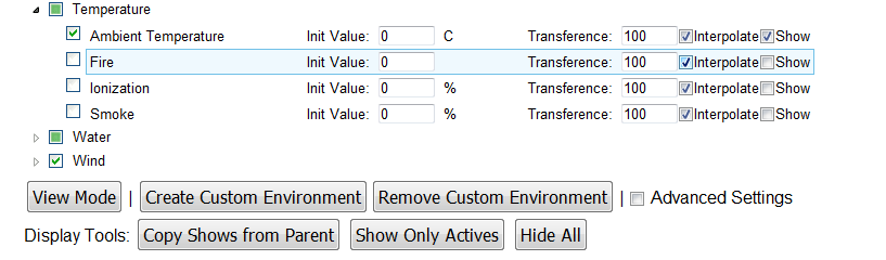 Environment Dialog Edit Mode Environment Tree