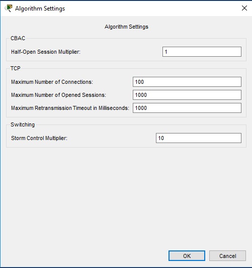 Algorithm Settings Window