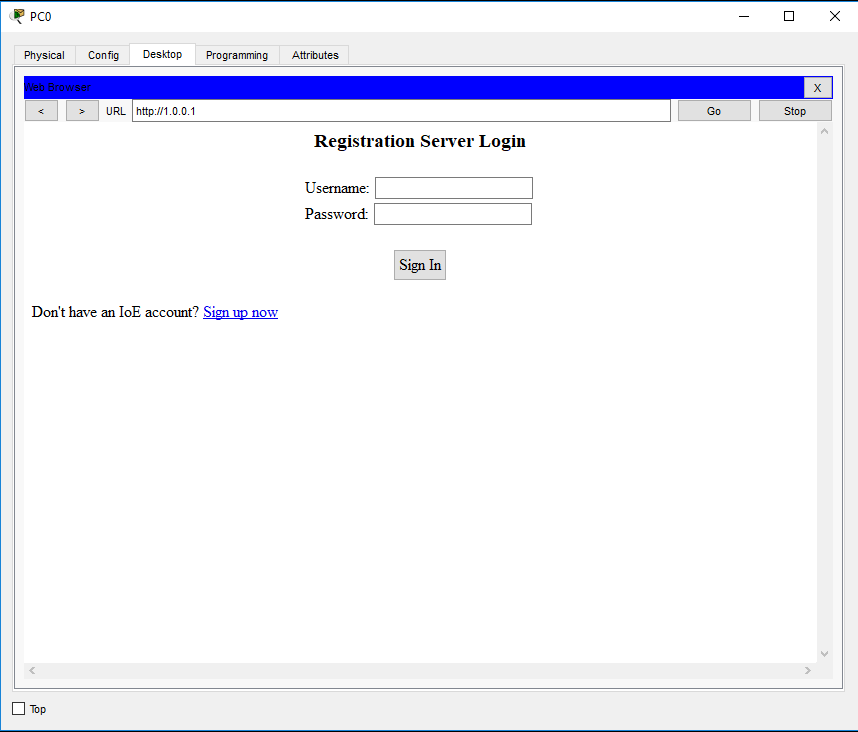 Accessing IoE Registration Server using PC's Web Browser