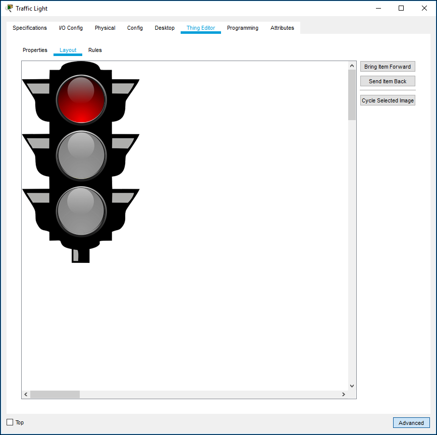 Traffic Light in Thing Editor, Layouts Tab