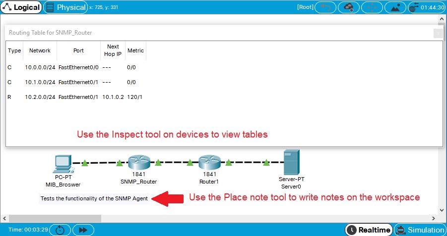 Routing table window